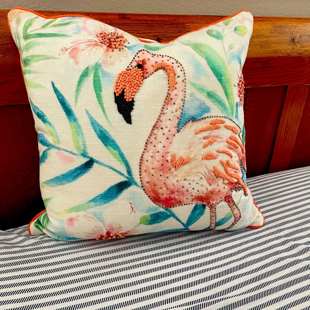22x22 flamingo indoor outdoor sequin pillow cover
